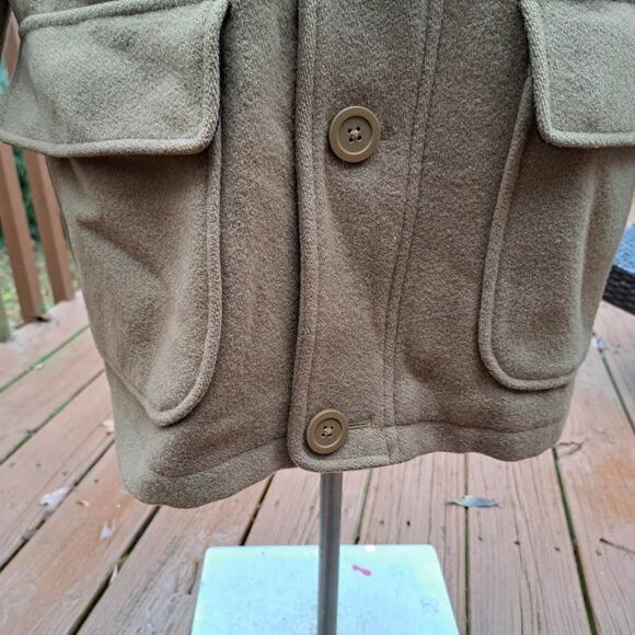 LL Bean VTG Coat Men 100% Wool Large Item 273509 Beige Tan - Picture 13 of 16